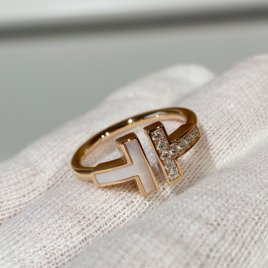[Corinne]T WIRE MOP DIAMOND RING PINK GOLD