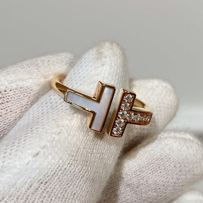 [Corinne]T WIRE MOP DIAMOND RING PINK GOLD