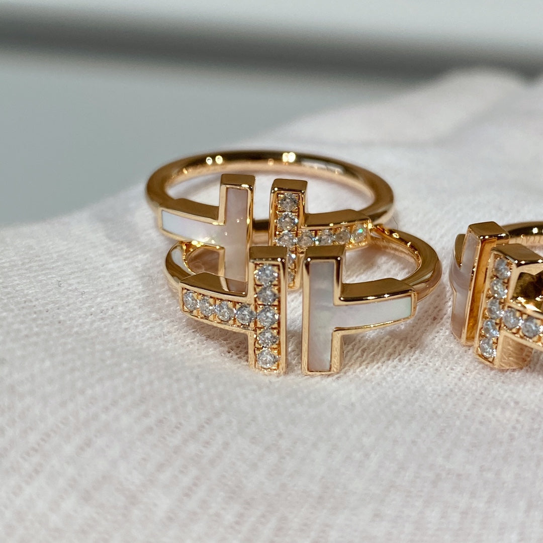 [Corinne]T WIRE MOP DIAMOND RING PINK GOLD