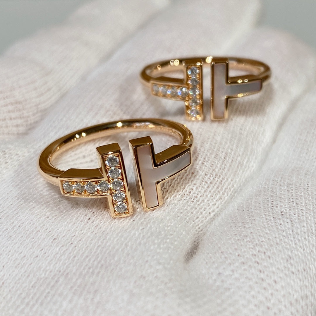 [Corinne]T WIRE MOP DIAMOND RING PINK GOLD