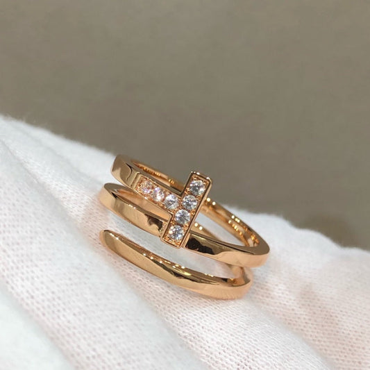 [Corinne]T WIRE DOUBLE ROWS RING PINK GOLD