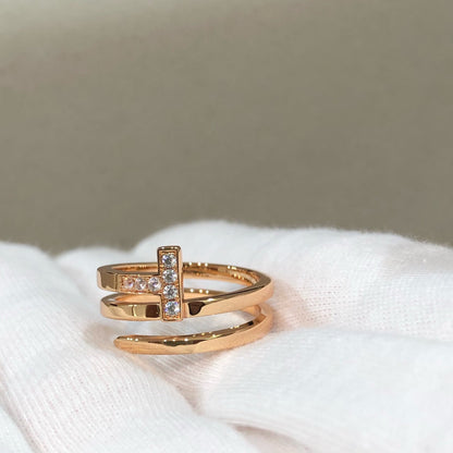 [Corinne]T WIRE DOUBLE ROWS RING PINK GOLD