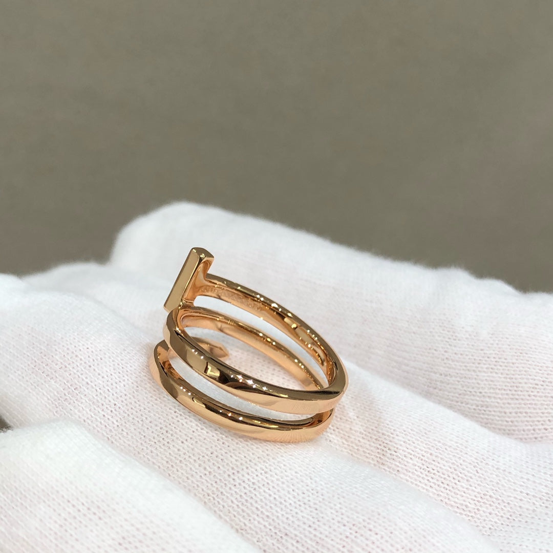 [Corinne]T WIRE DOUBLE ROWS RING PINK GOLD