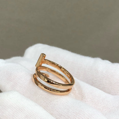 [Corinne]T WIRE DOUBLE ROWS RING PINK GOLD