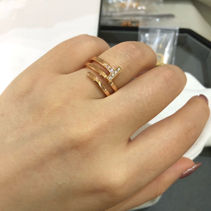 [Corinne]T WIRE DOUBLE ROWS RING PINK GOLD