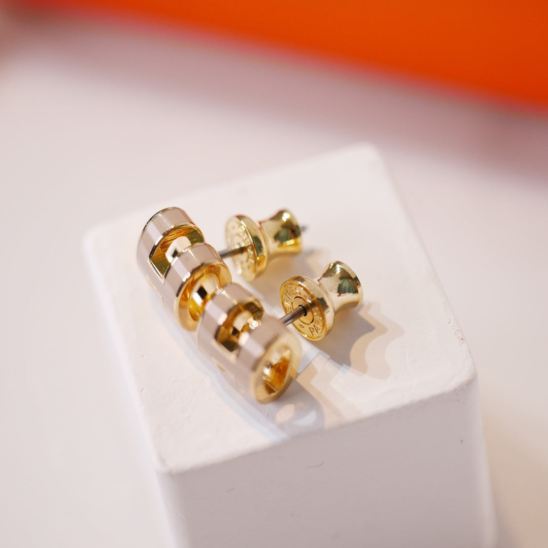 [⭐Corinne]MINI POP H GOLD EARRINGS GREY