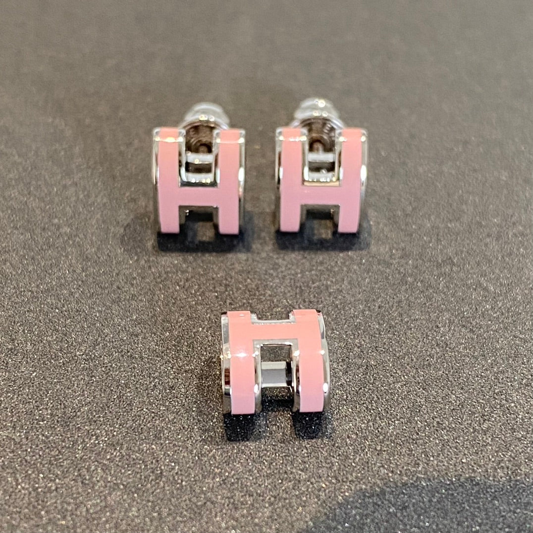 [⭐Corinne]MINI POP H SILVER EARRINGS PINK