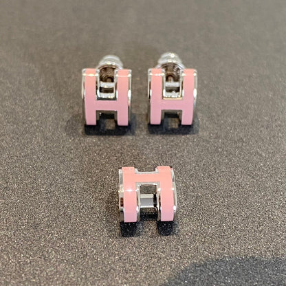 [⭐Corinne]MINI POP H SILVER EARRINGS PINK