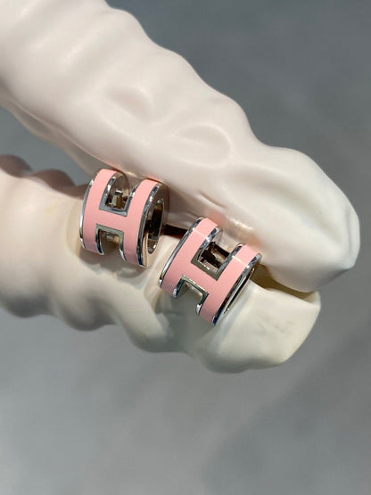 [⭐Corinne]MINI POP H SILVER EARRINGS PINK