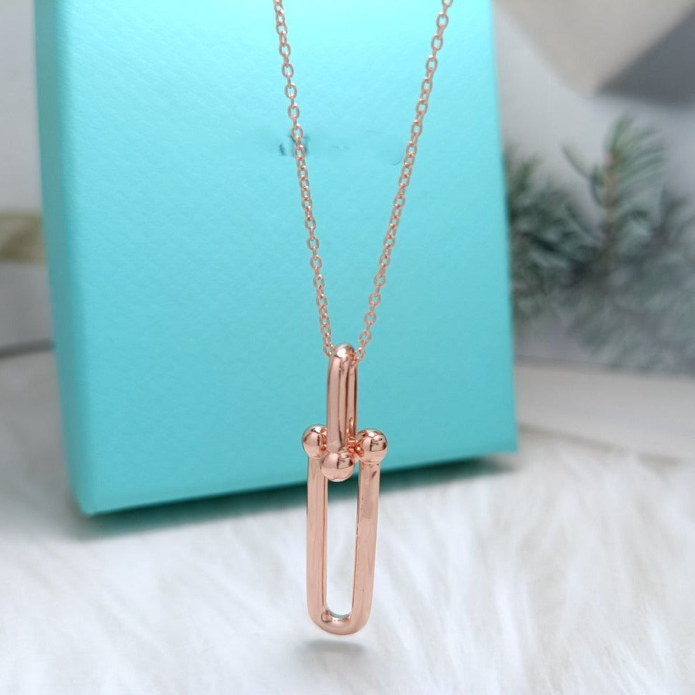 [Corinne]HARDWEAR DROP DOUBLE LINK PEDANT NECKLACE