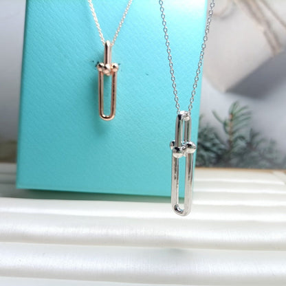 [Corinne]HARDWEAR DROP DOUBLE LINK PEDANT NECKLACE