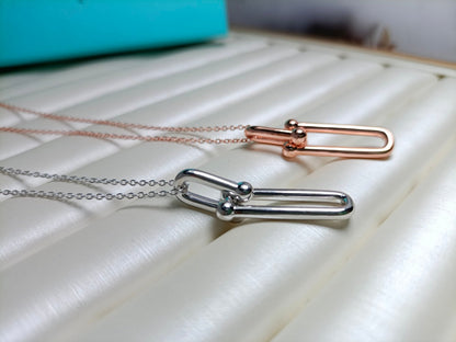 [Corinne]HARDWEAR DROP DOUBLE LINK PEDANT NECKLACE