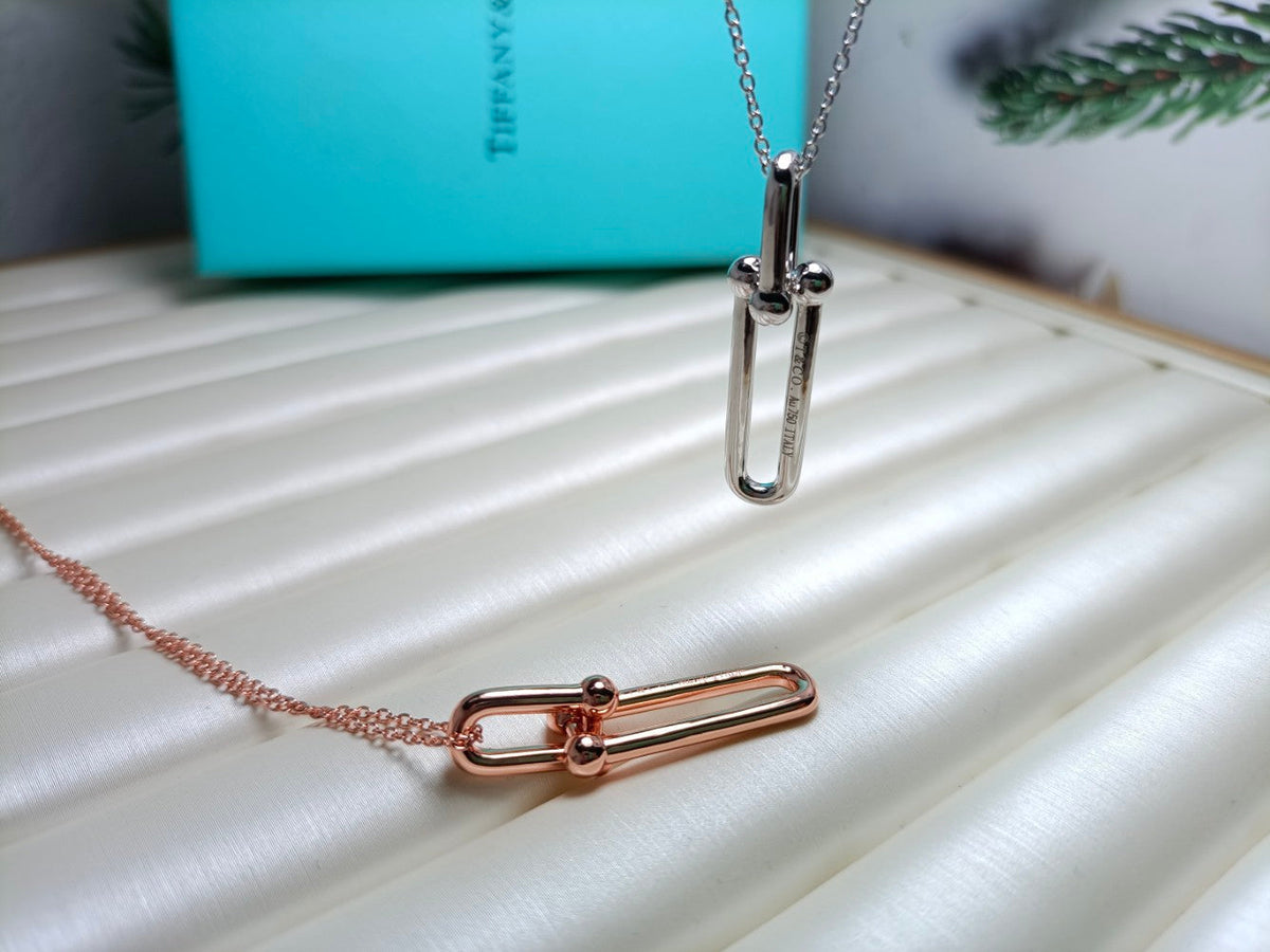 [Corinne]HARDWEAR DROP DOUBLE LINK PEDANT NECKLACE