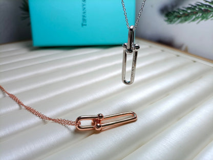 [Corinne]HARDWEAR DROP DOUBLE LINK PEDANT NECKLACE