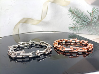 [Corinne]HARDWEAR BRACELET PINK GOLD AND SILVER DIAMOND