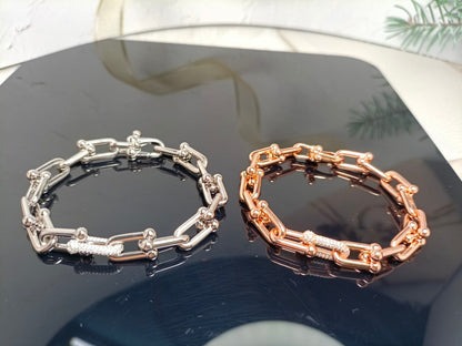 [Corinne]HARDWEAR BRACELET PINK GOLD AND SILVER DIAMOND