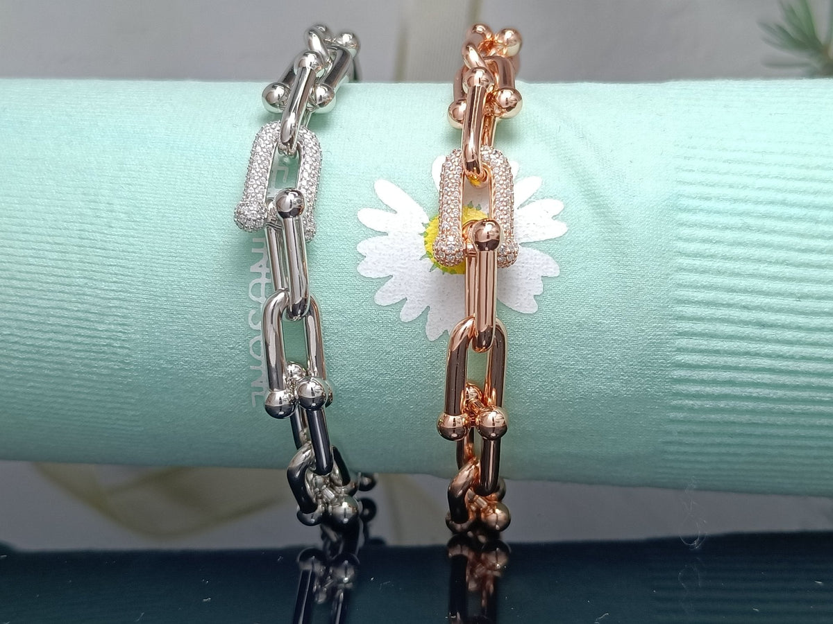 [Corinne]HARDWEAR BRACELET PINK GOLD AND SILVER DIAMOND