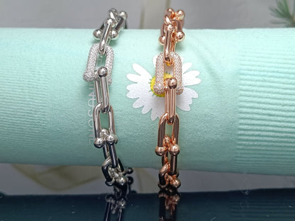[Corinne]HARDWEAR BRACELET PINK GOLD AND SILVER DIAMOND