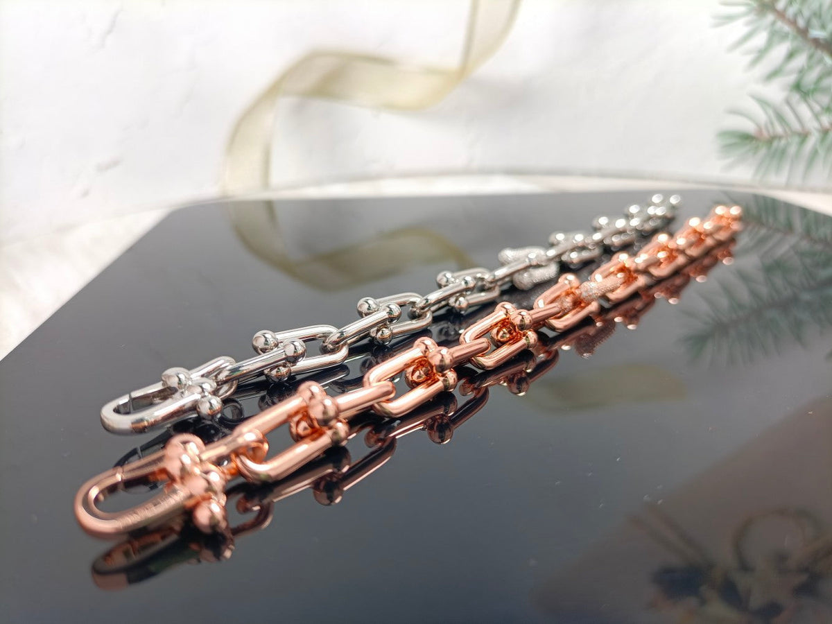 [Corinne]HARDWEAR BRACELET PINK GOLD AND SILVER DIAMOND