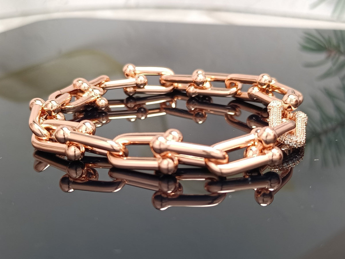 [Corinne]HARDWEAR BRACELET PINK GOLD AND SILVER DIAMOND