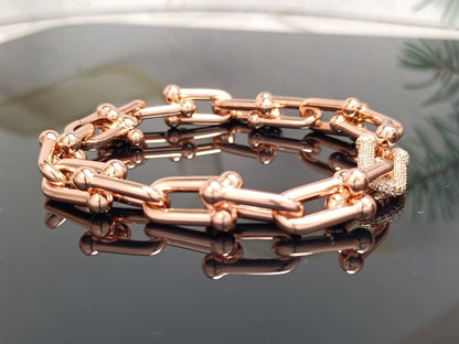 [Corinne]HARDWEAR BRACELET PINK GOLD AND SILVER DIAMOND