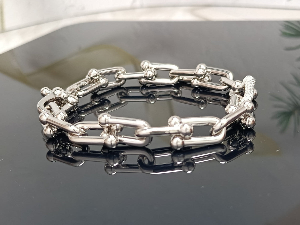 [Corinne]HARDWEAR BRACELET PINK GOLD AND SILVER DIAMOND