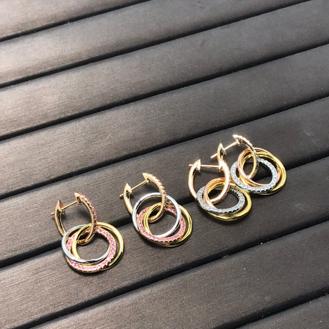 [Corinne]TRINITY EARRINGS GOLD DIAMOND
