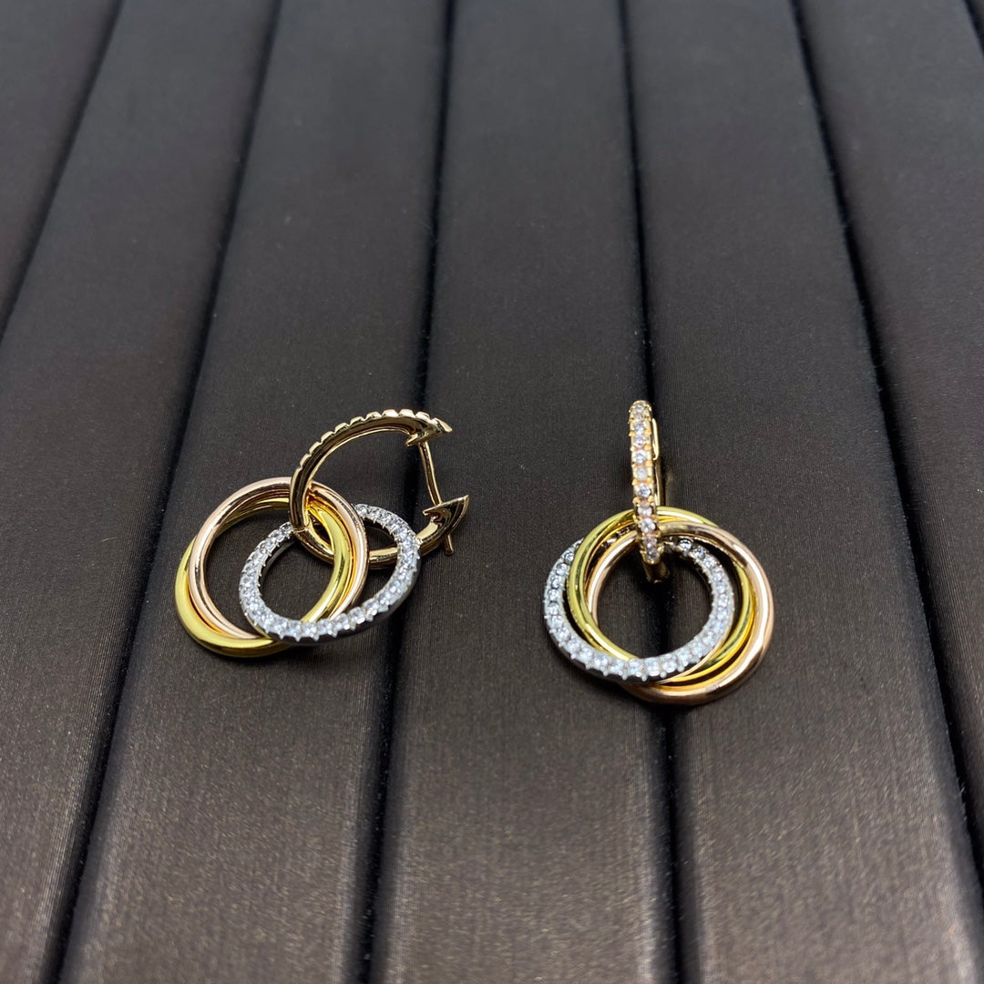 [Corinne]TRINITY EARRINGS GOLD DIAMOND