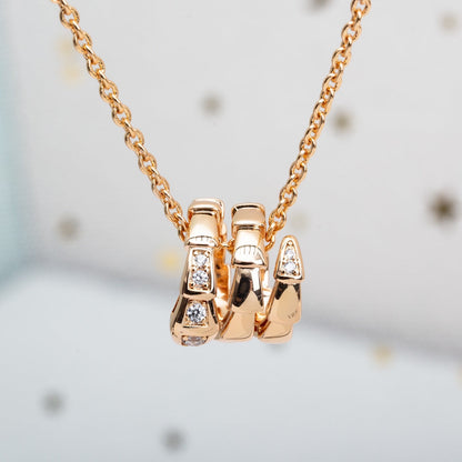 [⭐Corinne]SERPENTI PINK GOLD NECKLACE DIAMOND