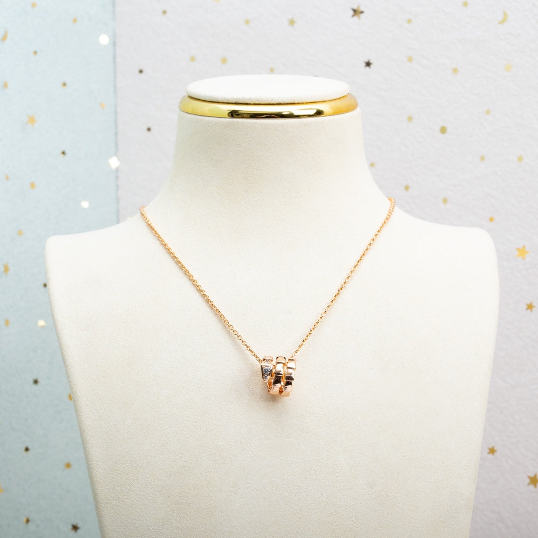 [⭐Corinne]SERPENTI PINK GOLD NECKLACE DIAMOND