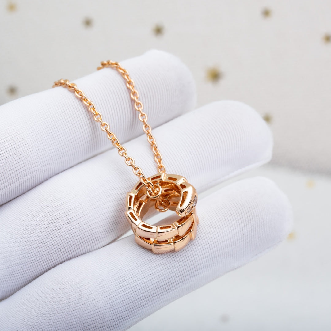 [⭐Corinne]SERPENTI PINK GOLD NECKLACE DIAMOND