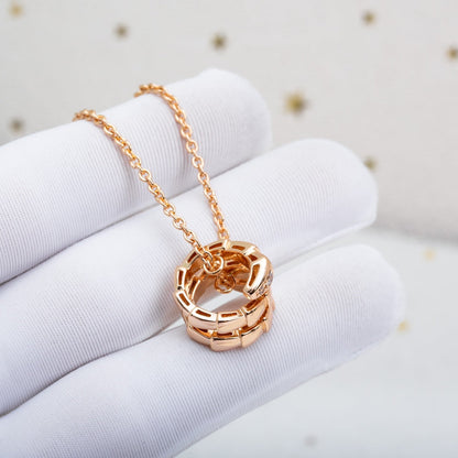 [⭐Corinne]SERPENTI PINK GOLD NECKLACE DIAMOND