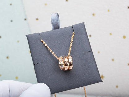 [⭐Corinne]SERPENTI PINK GOLD NECKLACE DIAMOND