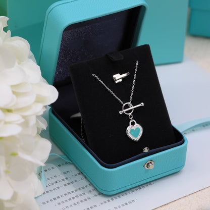 [Corinne]DOUBLE HEART BLUE NECKLACE