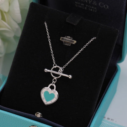 [Corinne]DOUBLE HEART BLUE NECKLACE