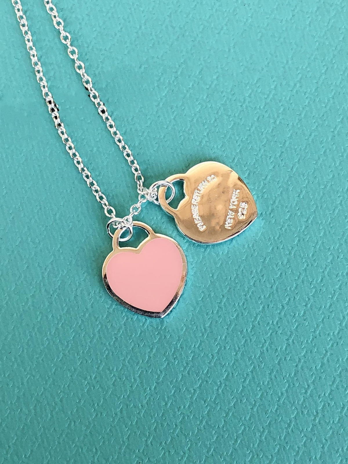 [Corinne]DOUBLE HEART PEDANT SILVER NECKLACE