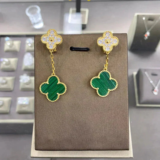 [⭐Corinne]CLOVER  2 MOTIFS  DIAMOND  EARRINGS (MULTIPLE CHOICESç´