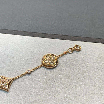 [⭐Corinne]STAR AND SUN 4 MOTIFS GOLD DIAMONDS BRACELET