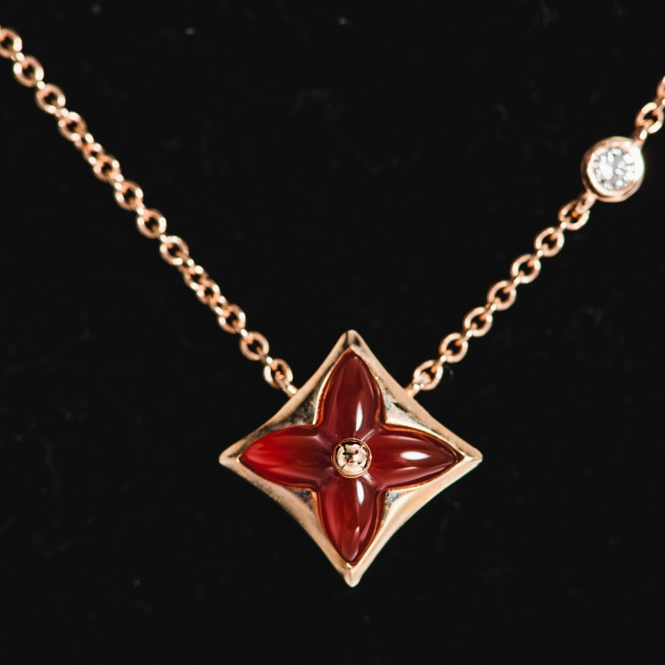 [⭐Corinne]STAR NECKLACE PINK GOLD 1 DIAMOND