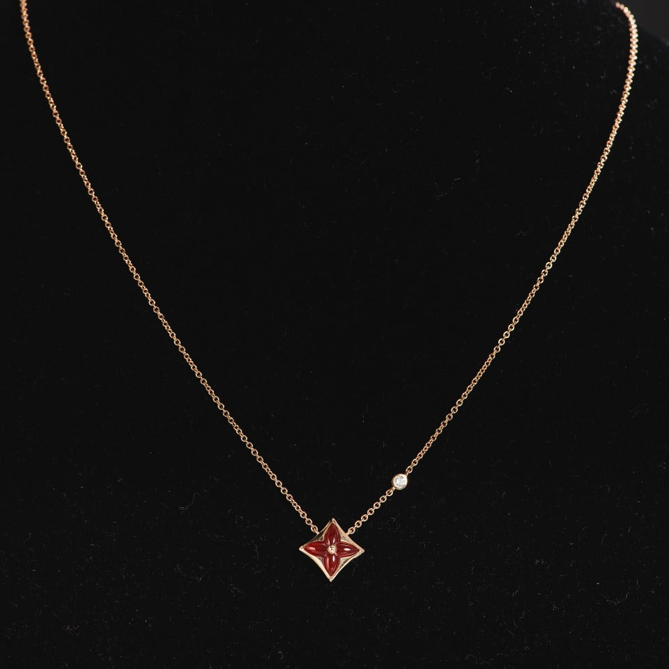 [⭐Corinne]STAR NECKLACE PINK GOLD 1 DIAMOND