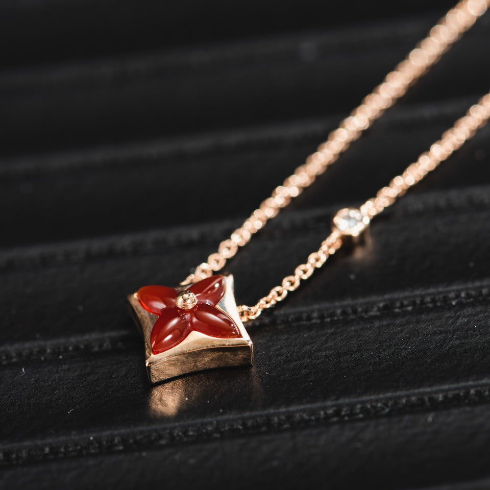 [⭐Corinne]STAR NECKLACE PINK GOLD 1 DIAMOND