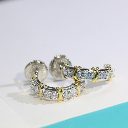 [Corinne]TWENTY STONE HOOP GOLD EARRINGS