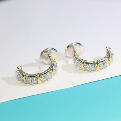 [Corinne]TWENTY STONE HOOP GOLD EARRINGS