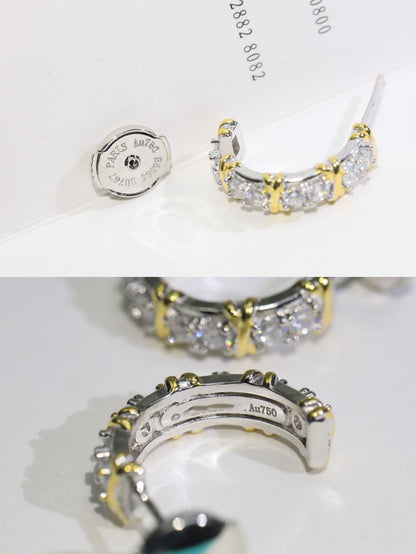 [Corinne]TWENTY STONE HOOP GOLD EARRINGS