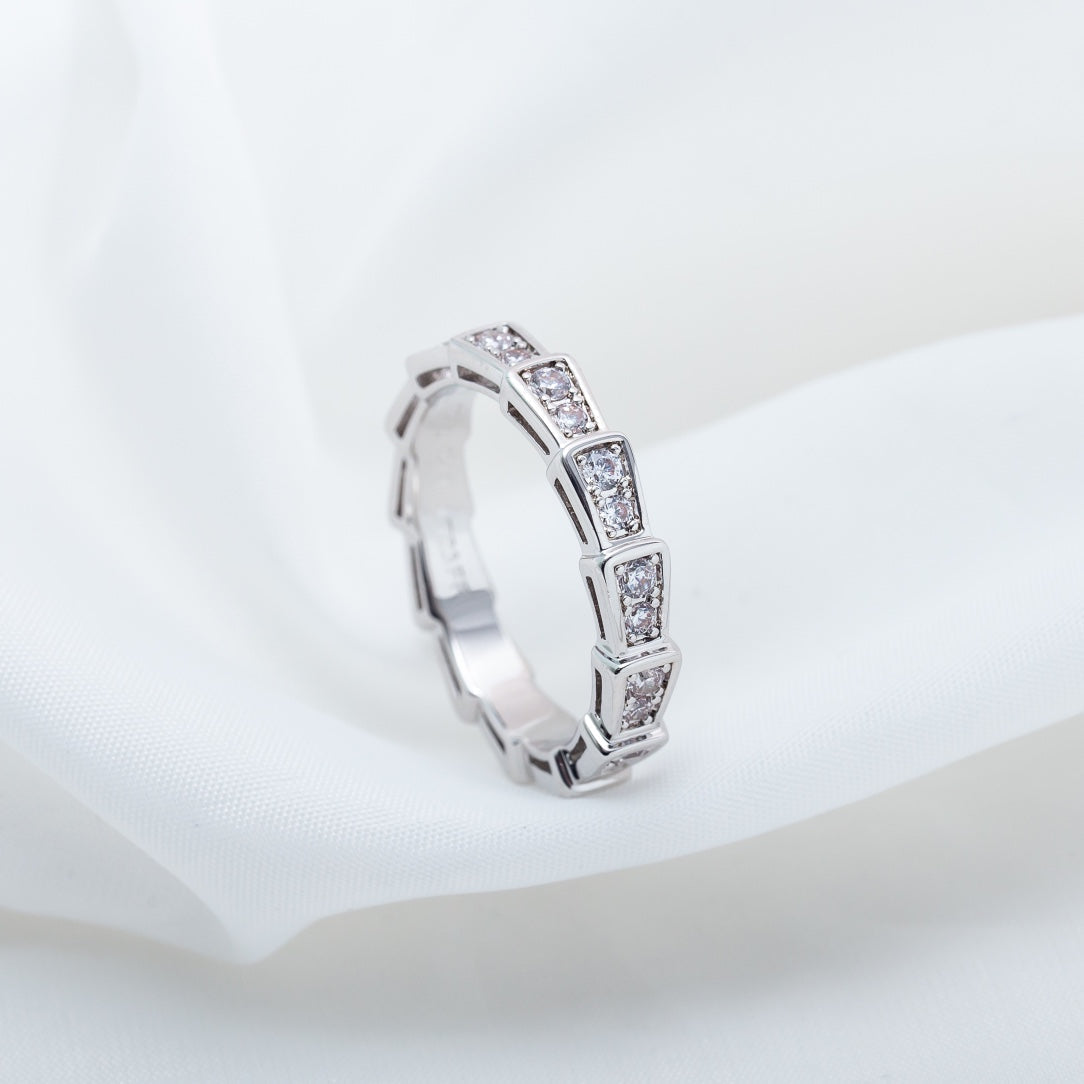 [⭐Corinne]SERPENTI RING SILVER DIAMOND PAVED 3MM