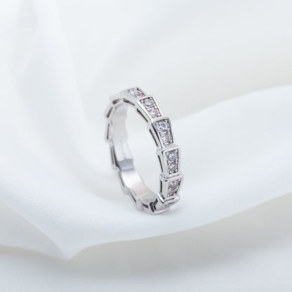[⭐Corinne]SERPENTI RING SILVER DIAMOND PAVED 3MM