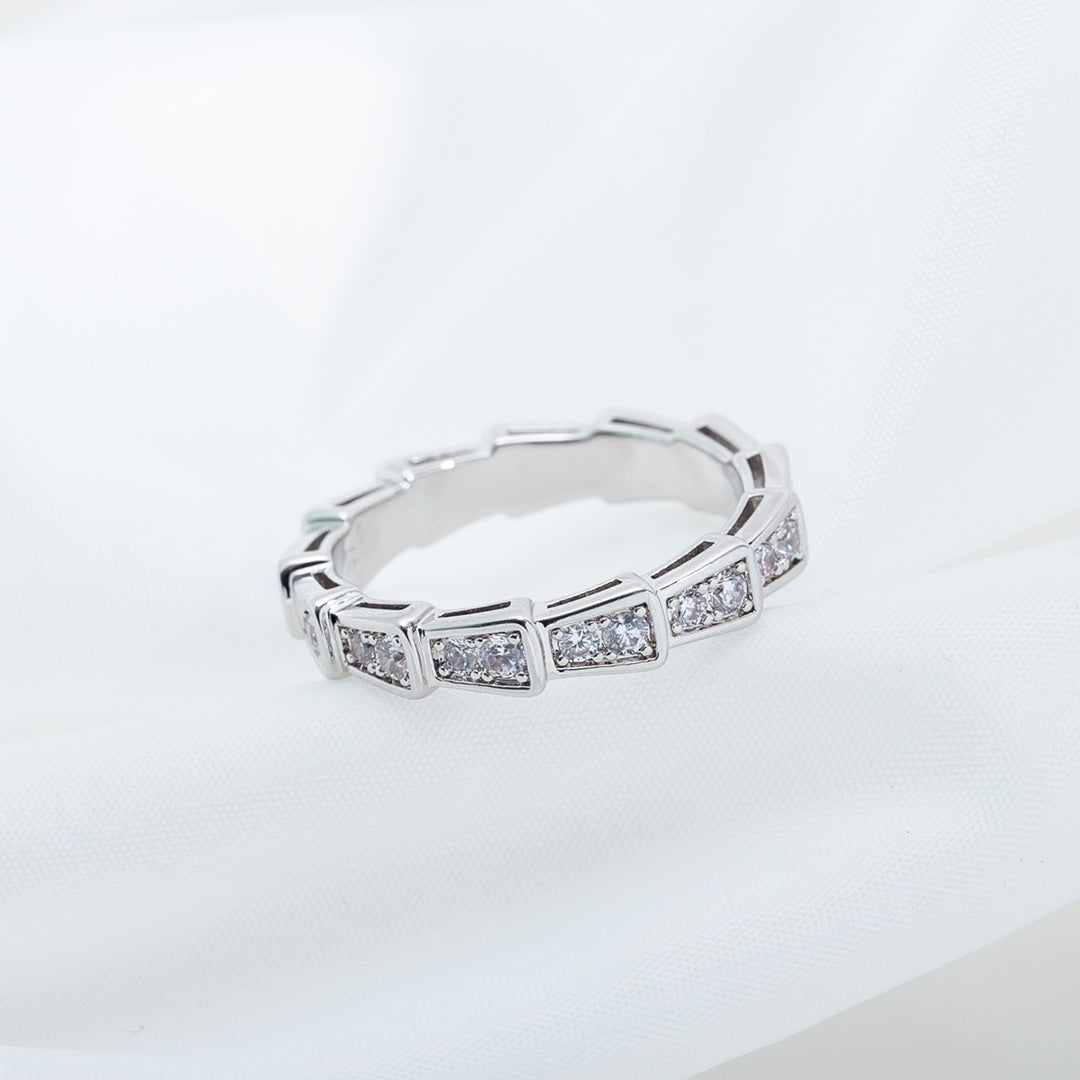 [⭐Corinne]SERPENTI RING SILVER DIAMOND PAVED 3MM