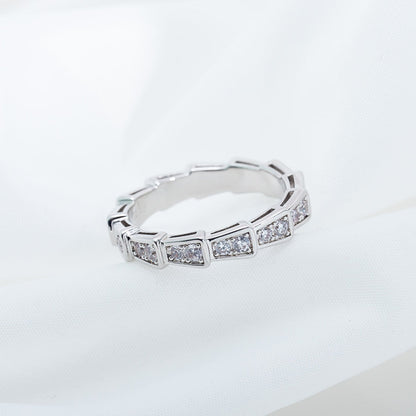 [⭐Corinne]SERPENTI RING SILVER DIAMOND PAVED 3MM