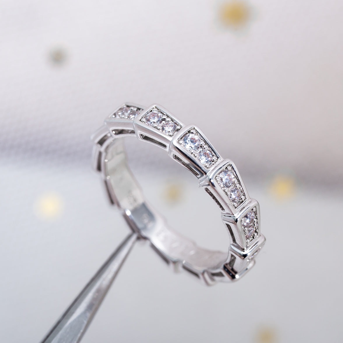 [⭐Corinne]SERPENTI RING SILVER DIAMOND PAVED 3MM