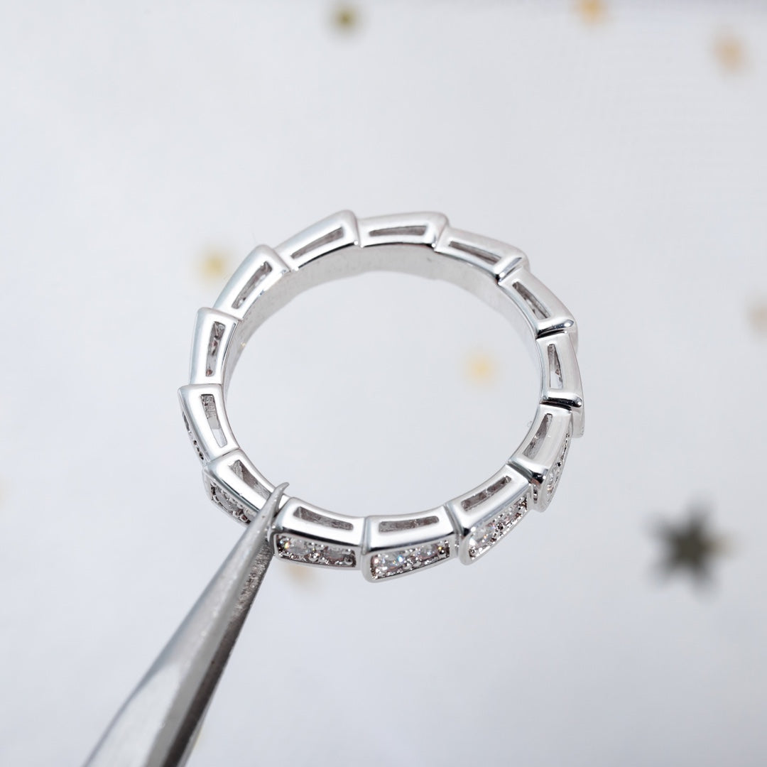 [⭐Corinne]SERPENTI RING SILVER DIAMOND PAVED 3MM